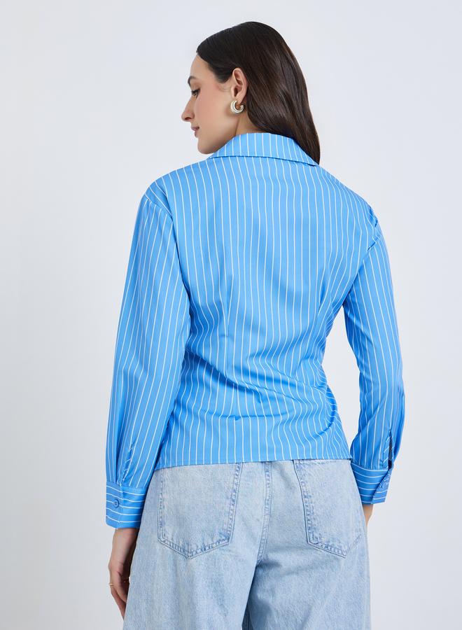 ستايلي بلوزة مخططة بنمط لف - Image 4